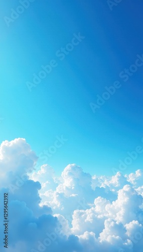Expansive blue sky canvas, scattered cotton-like clouds , serenity, white, cirrus