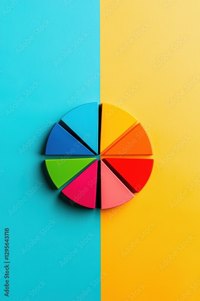 Obraz premium Colorful Pie Chart on Vibrant Background