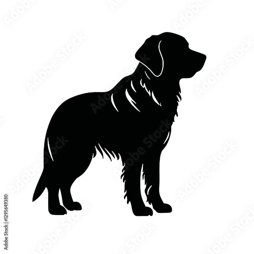 Golden Retriever - Vector black dog silhouette isolated