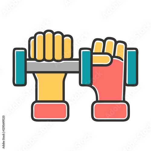 Hand Weights icon held by two hands on a white background