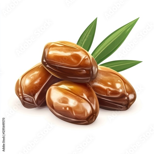 Traditional Dates for Iftar During Ramzan Celebration Isolated on White Background