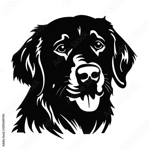 Golden Retriever - Vector black dog silhouette isolated