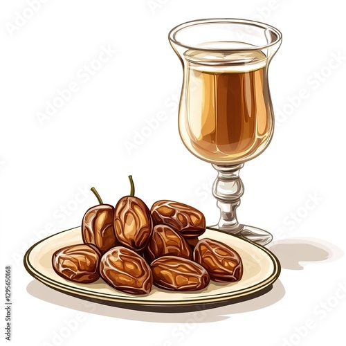 Traditional Dates for Iftar During Ramzan Celebration Isolated on White Background