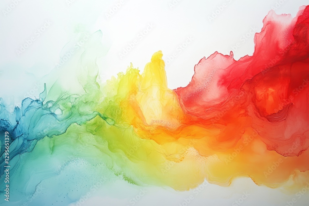 Fototapeta premium Vibrant rainbow alcohol ink abstract art, flowing colors blend seamlessly. Ideal for designs needing a colorful, fluid, and artistic background.