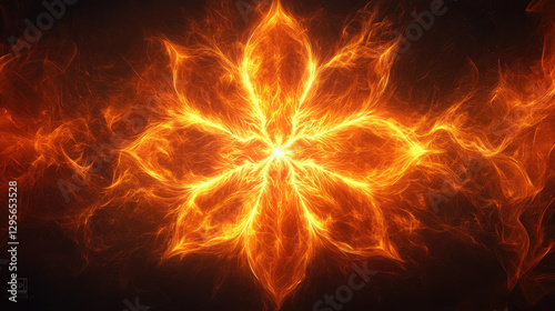 Fiery flower design in dark background