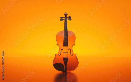 Obraz na płótnie Violin is shown against a vibrant orange background w salonie