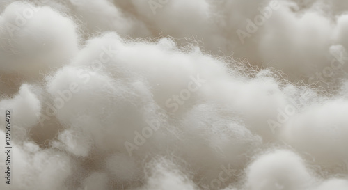 Close-up of Soft White Cotton Filling Material Texture Background