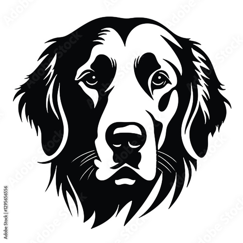 Golden Retriever - Vector black dog silhouette isolated