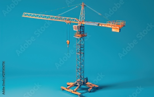 Obraz na płótnie Orange Tower Crane Against A Blue Background w salonie