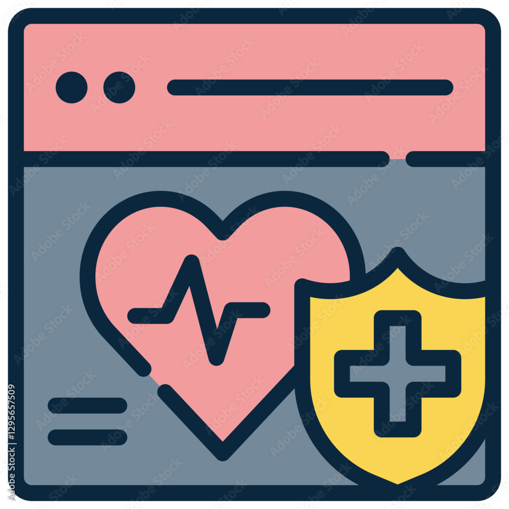 Obraz premium online health care heart protection medical filled outline icon