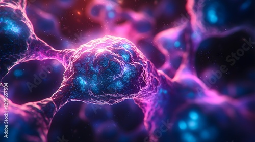 Futuristic Microscopic Cells with Glowing Energy - Sci-Fi Biology Concept
