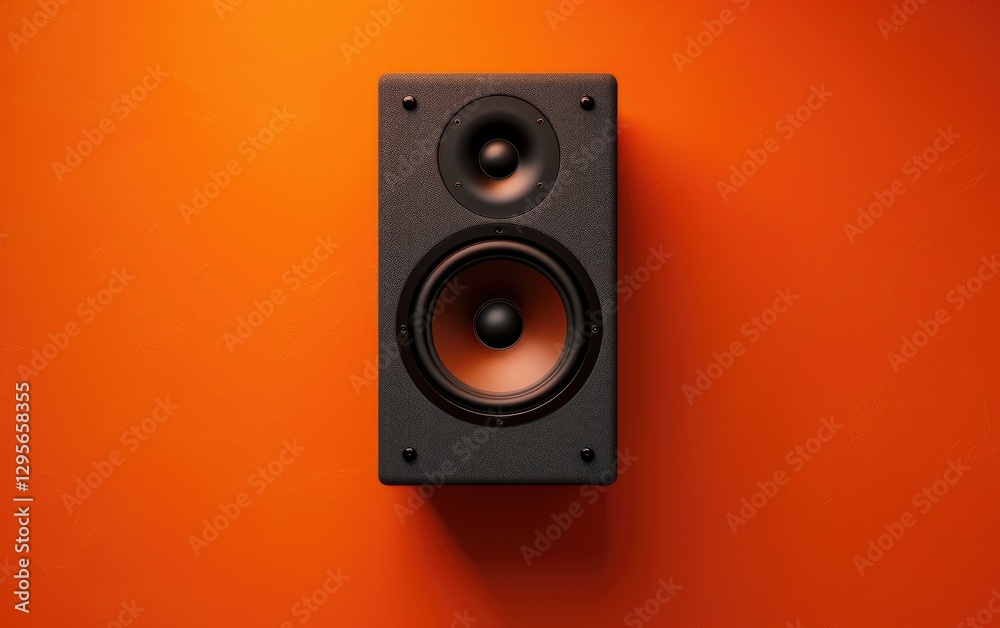 Black Speaker on Orange Background Minimalist Design