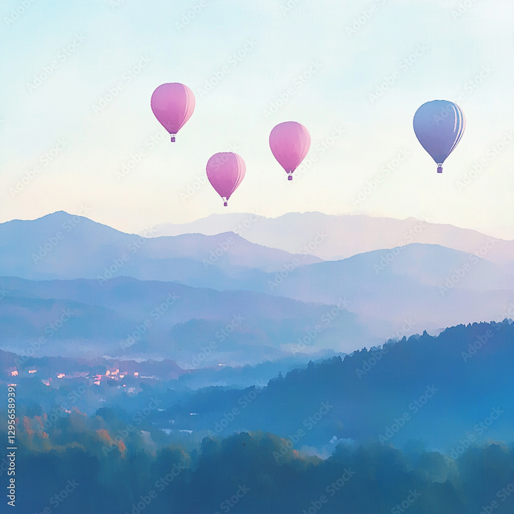 Fototapeta premium hot air balloon in the mountains
