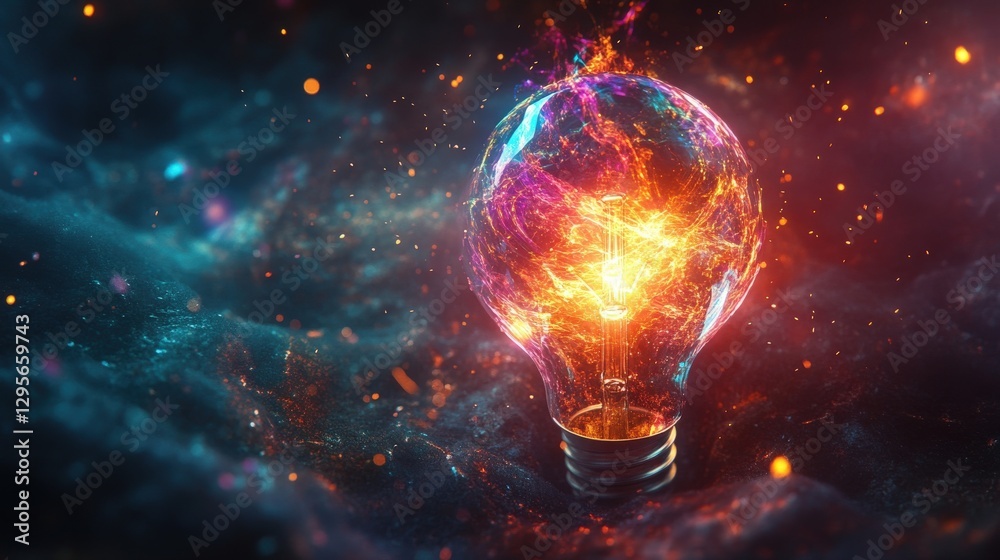 Fiery incandescent lightbulb glowing brightly in darkness Fiery incandescent lightbulb glowing brightly in darkness