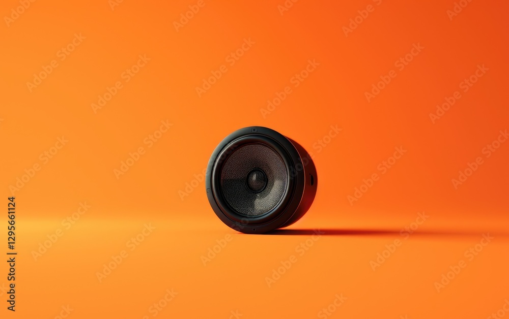 Black Speaker on Vibrant Orange Background