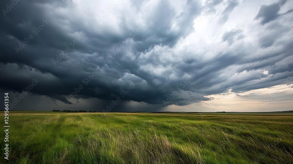 Dramatic Storm Clouds Over a Lush Field Under a Brooding Sky : Generative AI Dramatic Storm Clouds Over a Lush Field Under a Brooding Sky : Generative AI