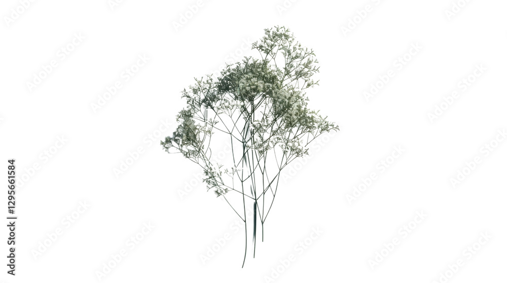 Fototapeta premium Blooming ornamental tree with delicate white flowers on transparent background