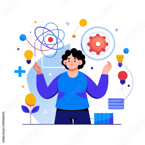 Woman multitasking and balancing work