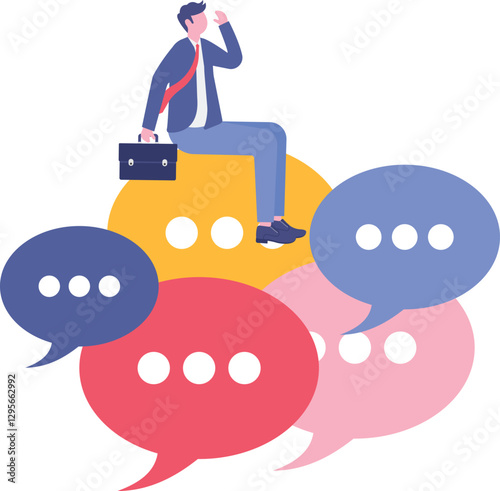 Social media illustration, business concept, web design

