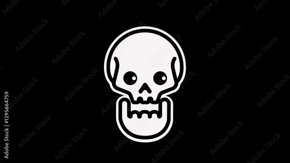 Skull Emoji Animated on a Transparent Background. 4K Loop Animation. Skull animation isolated.
Skull Emoji Animated on a Transparent Background. 4K Loop Animation. Skull animation isolated.