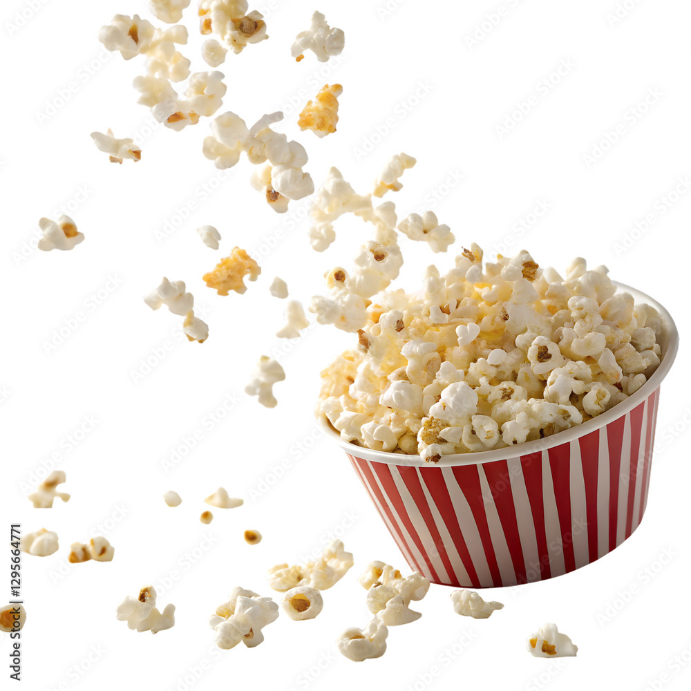 Bursting Popcorn with Flying Popped Kernels in Motion. Perfect for: Movie Nights, Carnivals, Snack Promotions Bursting Popcorn with Flying Popped Kernels in Motion. Perfect for: Movie Nights, Carnivals, Snack Promotions