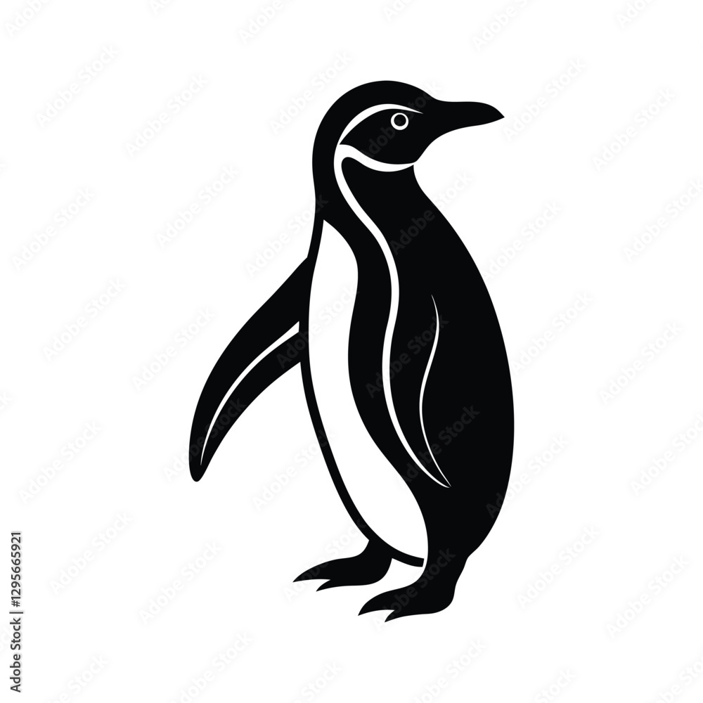 Naklejka premium Penguin silhouette isolated on white background