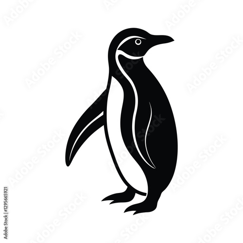 Penguin silhouette isolated on white background