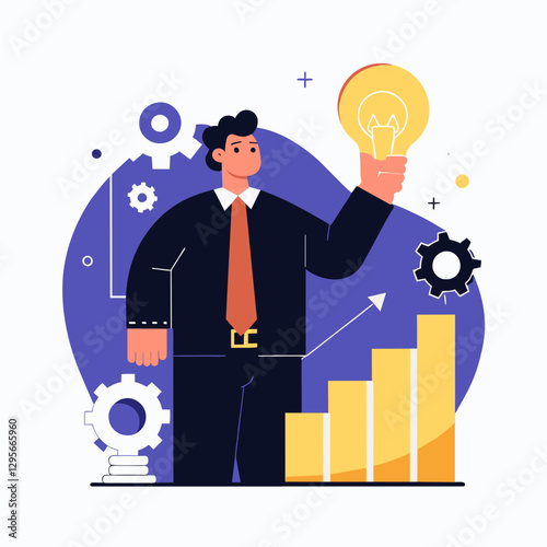 businessman with money graph