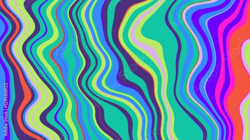 Wallpaper Mural Abstract art - liquid psychedelic pattern of neon rainbow colored curved lines. Moving yellow, green, pink zebra pattern background. Modern groovy screen saver, creative reel, 60s, 70s trippy visual Torontodigital.ca