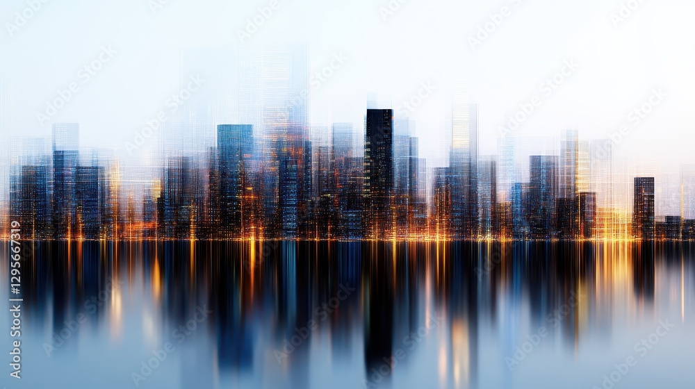 Fototapeta premium Architectural Concept of AI Generated Blueprints for Urban Design