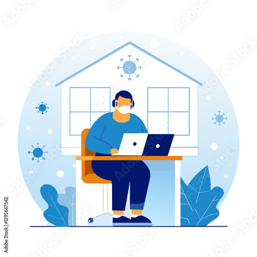 Freelancer working remotely at home in a cozy space with a laptop