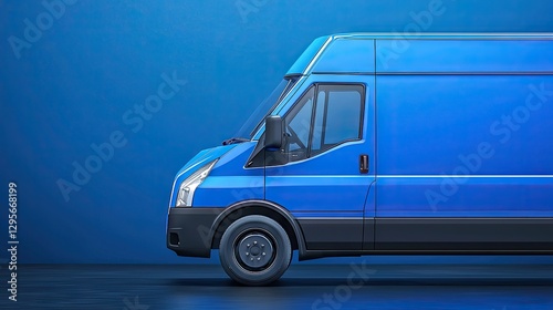 Blue van on a blue background