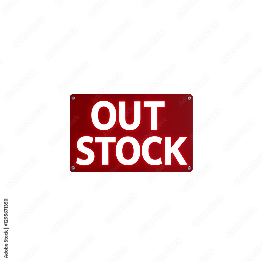 Neon-style red OUT OF STOCK sign isolated, illuminated warning label for online stores and e-commerce product availability updates Neon-style red OUT OF STOCK sign isolated, illuminated warning label for online stores and e-commerce product availability updates