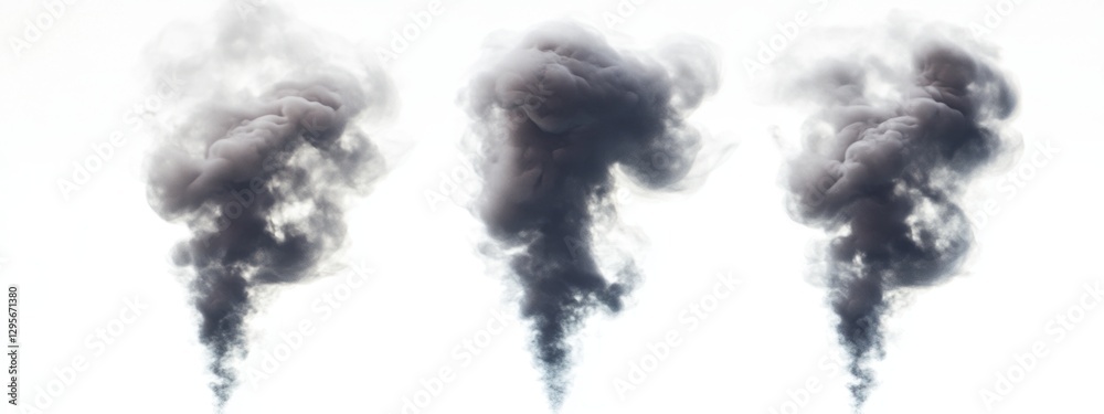 Smoke Clouds Isolated Against White Background Smoke Clouds Isolated Against White Background