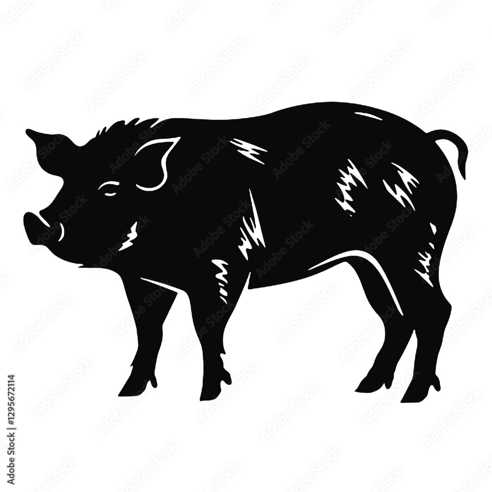 Fototapeta premium Black Pig Silhouette for Sticker, Decal, or Craft Design