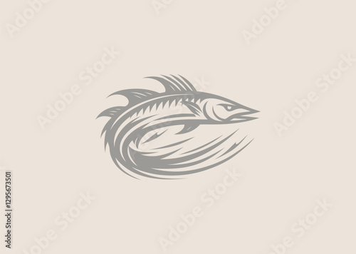 Speeding Barracuda Logo – A sleek barracuda darting through the water, symbolizing speed, agility, and precision.