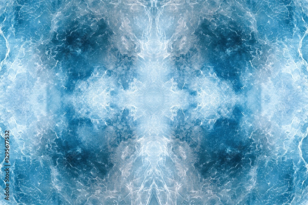 Fototapeta premium Abstract blue marble texture, symmetrical design. Ideal for backgrounds, websites, or any project needing a cool, calming aesthetic.