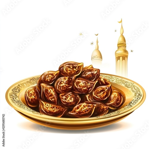 Elegant Iftar Invitation Card for Ramzan Celebration Isolated on White Background