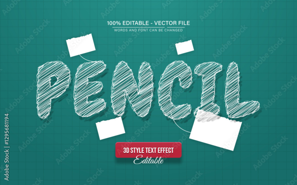 White pencil sketch text effect editable