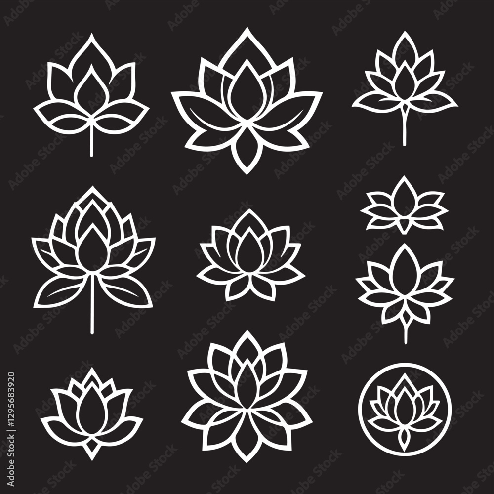 Obraz premium black Lotus logo set 