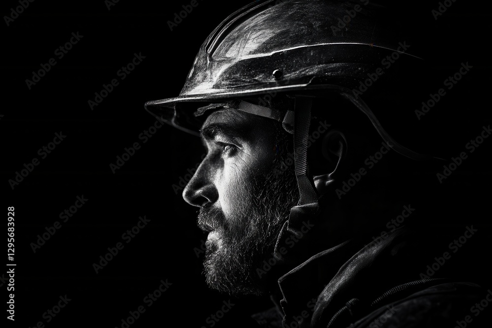 Silhouette of construction worker in profile view Silhouette of construction worker in profile view