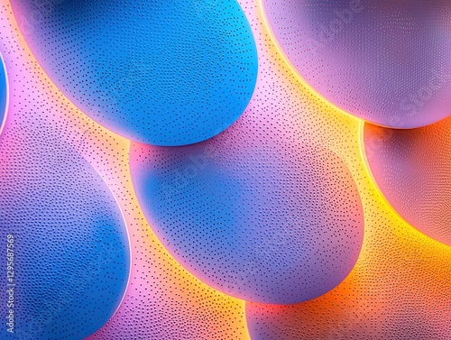 A vibrant backdrop of neon shapes, pulsing and shimmering, forming a dynamic and abstract canvas that evokes a sense of energy and motion. 