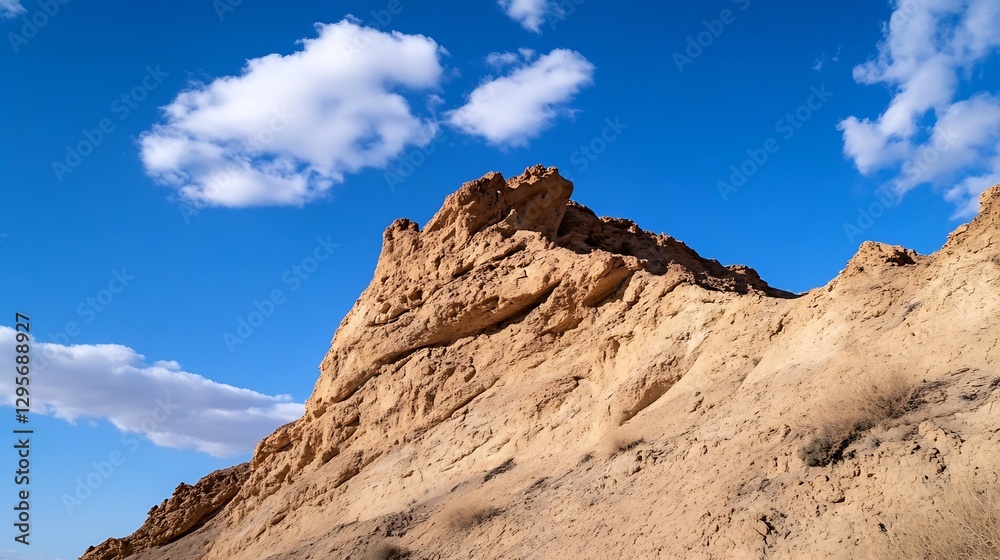 Stunning Desert Cliff with Bold Rock Formation Under Clear Blue Sky : Generative AI Stunning Desert Cliff with Bold Rock Formation Under Clear Blue Sky : Generative AI