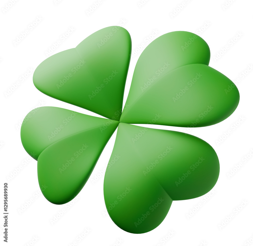 Fototapeta premium green four clover leaf 3d element for saint patrick day