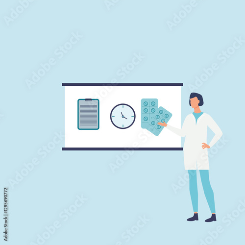 Doctor's medication hours. Timely pill intake . The therapist reminds the patient to take the pills during. Medical services