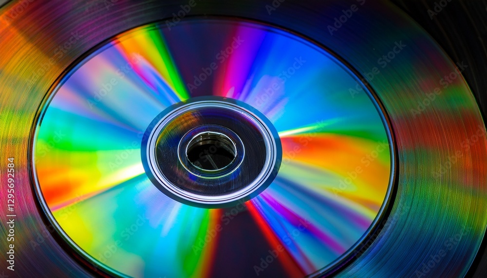 The surface of a CD or DVD under polarized light, revealing unexpected rainbow refractions that create mesmerizing, iridescent patterns and vibrant colors. The surface of a CD or DVD under polarized light, revealing unexpected rainbow refractions that create mesmerizing, iridescent patterns and vibrant colors.