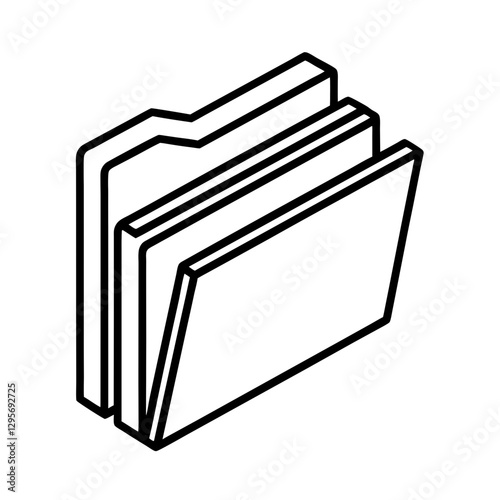 file folder with documents, 3D Folder icon line art on white background, Folder icon line art vector, single folder icon vector