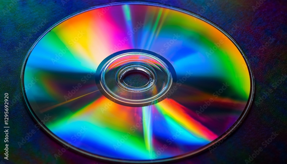 The surface of a CD or DVD under polarized light, revealing unexpected rainbow refractions that create mesmerizing, iridescent patterns and vibrant colors. The surface of a CD or DVD under polarized light, revealing unexpected rainbow refractions that create mesmerizing, iridescent patterns and vibrant colors.