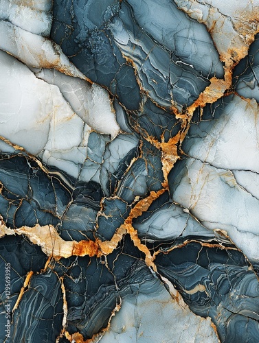 Elegant abstract marble texture with blue and gold veins for modern interior design or background use