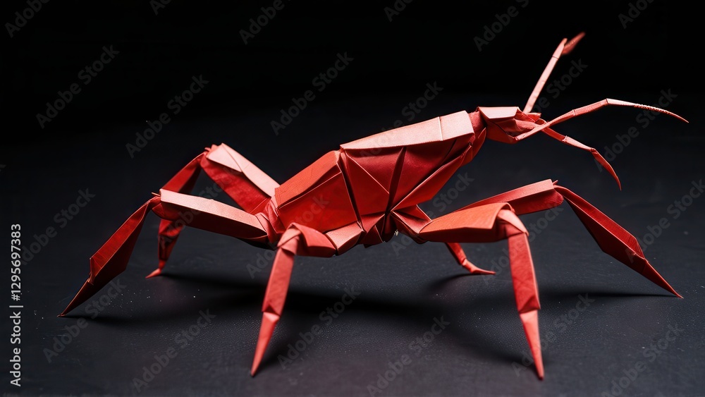 Fototapeta premium a stunning origami representation of a vibrant red crab